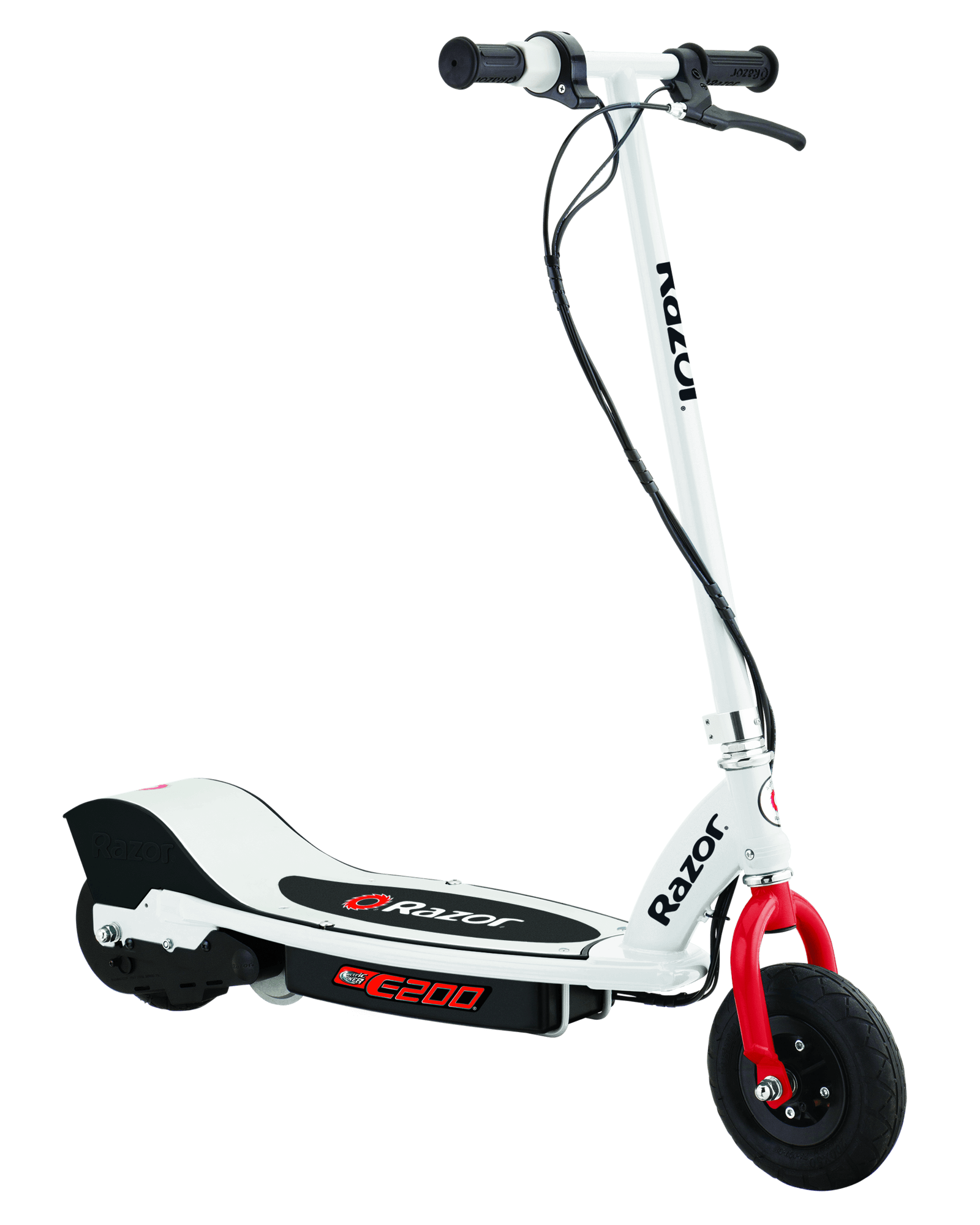 White Red Electric Kick Scooter Side View PNG