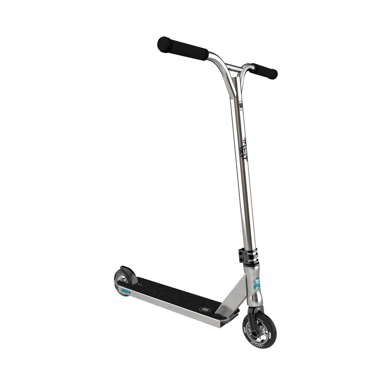 Silver Black Kick Scooter With Narrow Deck PNG