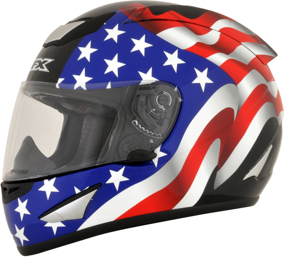 American Flag Red White Blue Full Face Motorcycle Helmet Transparent Background PNG Image