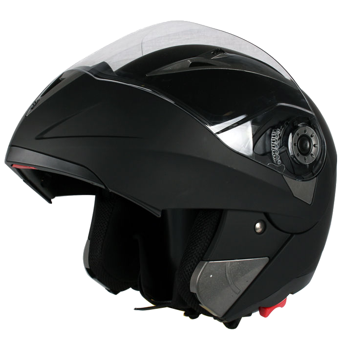Black Flip Up Motorcycle Helmet With Red Chin Strap Transparent Background PNG Image
