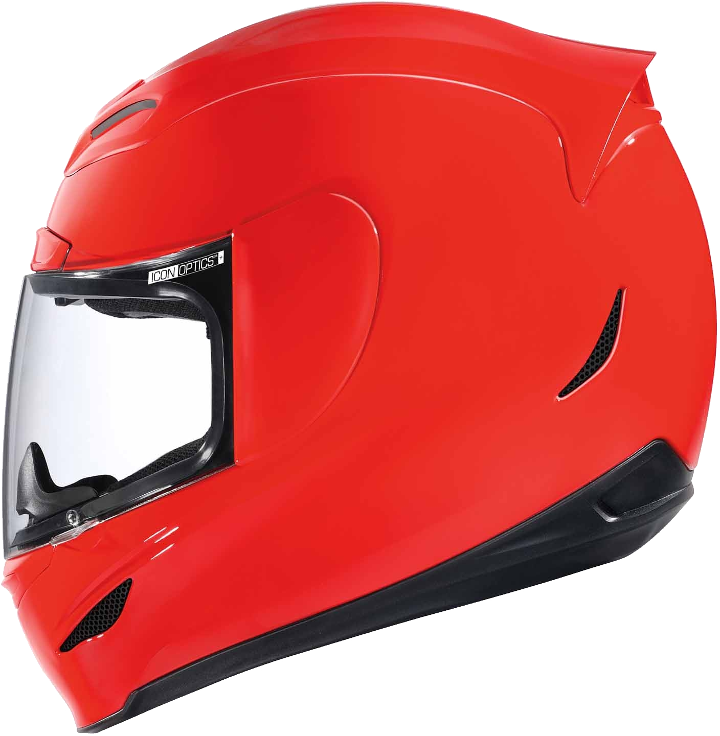 Bright Red Full Face Motorcycle Helmet Side View Transparent Background PNG Image