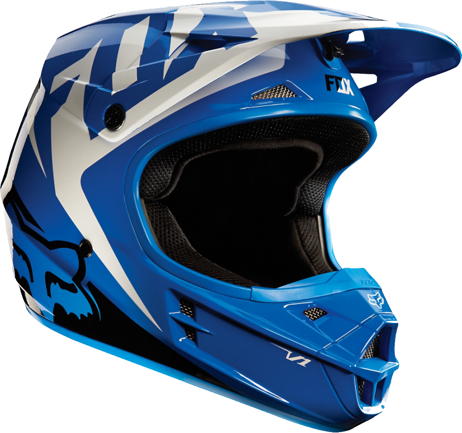 Blue Black Motocross Helmet With Protective Peak Transparent Background PNG Image