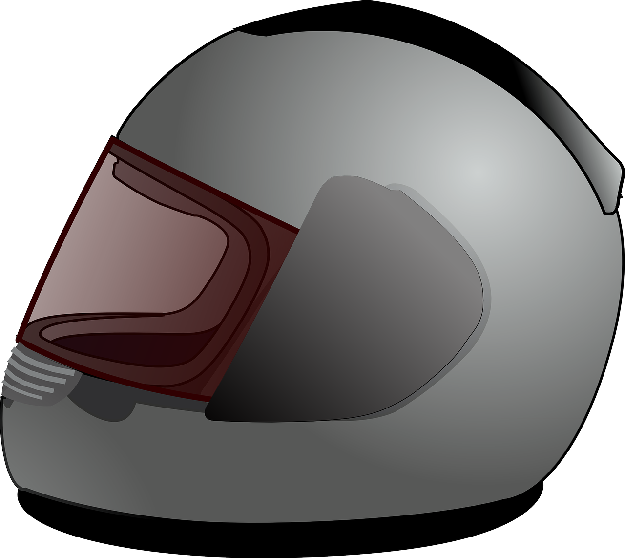 Gray Open Face Motorcycle Helmet With Dark Visor Transparent Background PNG Image