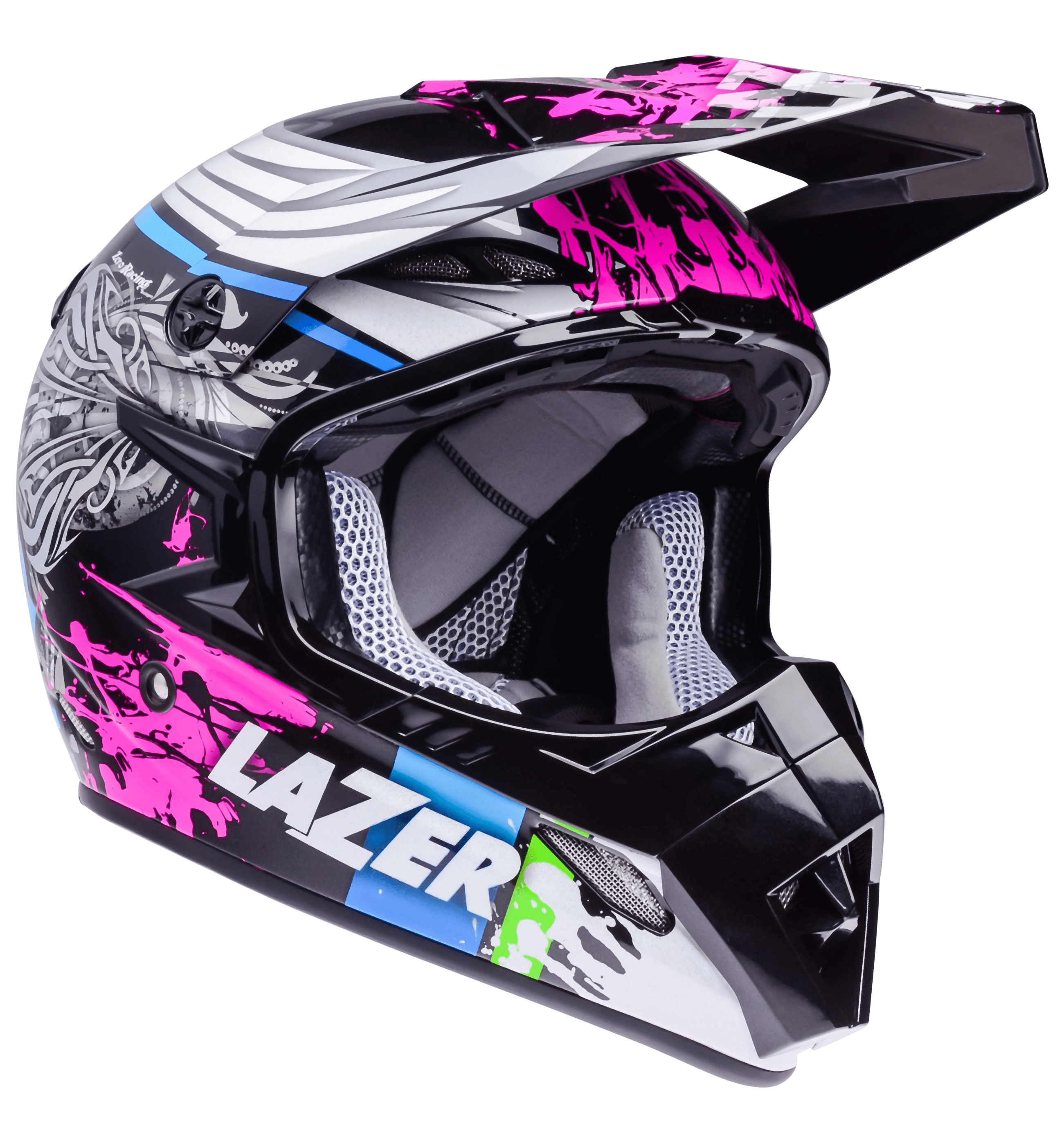 Purple Pink Graphic Full Face Motorcycle Helmet Transparent Background PNG Image