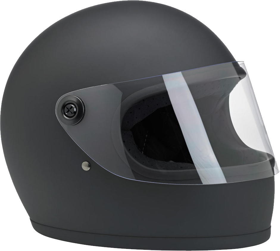 Matte Charcoal Full Face Motorcycle Helmet With Clear Visor Transparent Background PNG Image