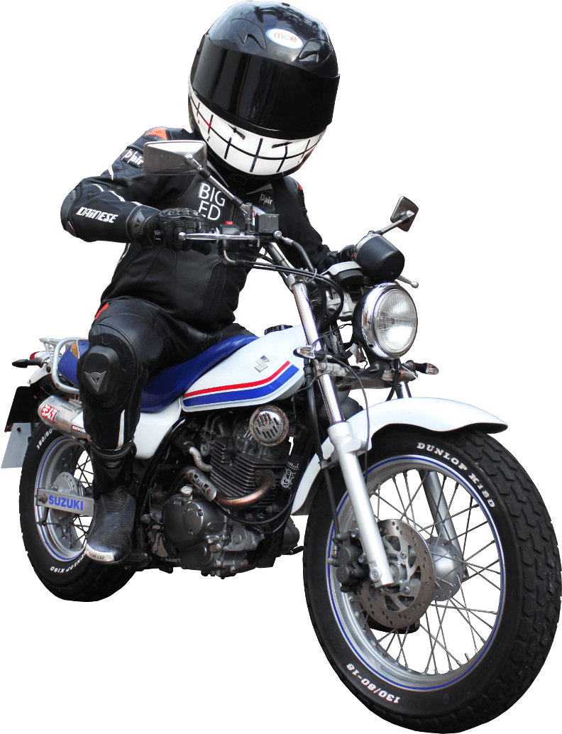 Motorcyclist Riding Classic Black Motorcycle Illustration Transparent Background PNG Image