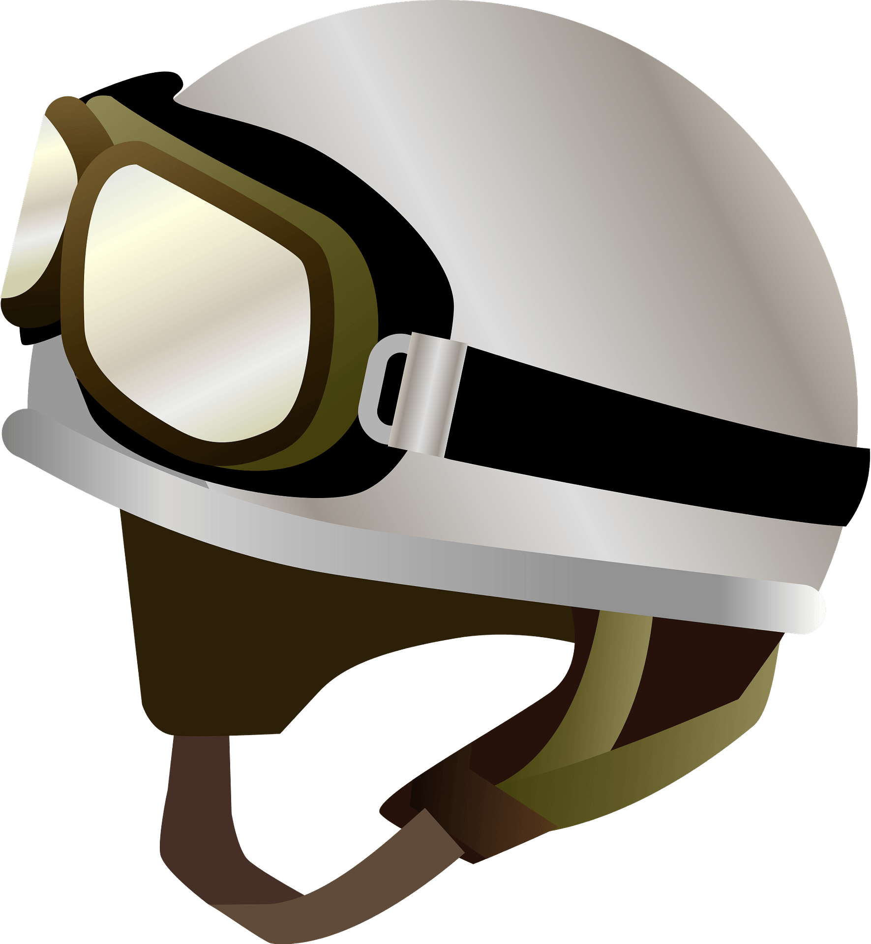 Vintage Cream Motorcycle Helmet With Aviator Goggles Transparent Background PNG Image