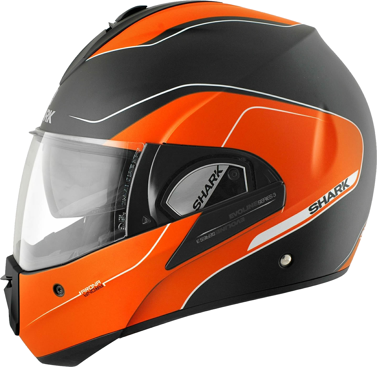 Orange Black Modular Motorcycle Helmet With Visor Transparent Background PNG Image
