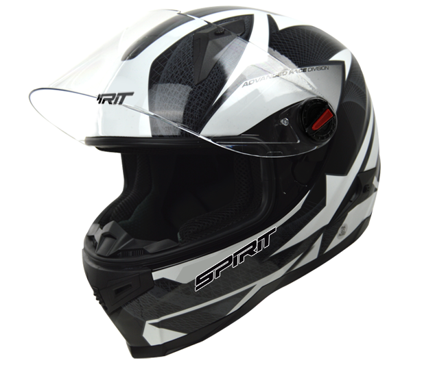 White Black Modular Motorcycle Helmet With Clear Visor Transparent Background PNG Image