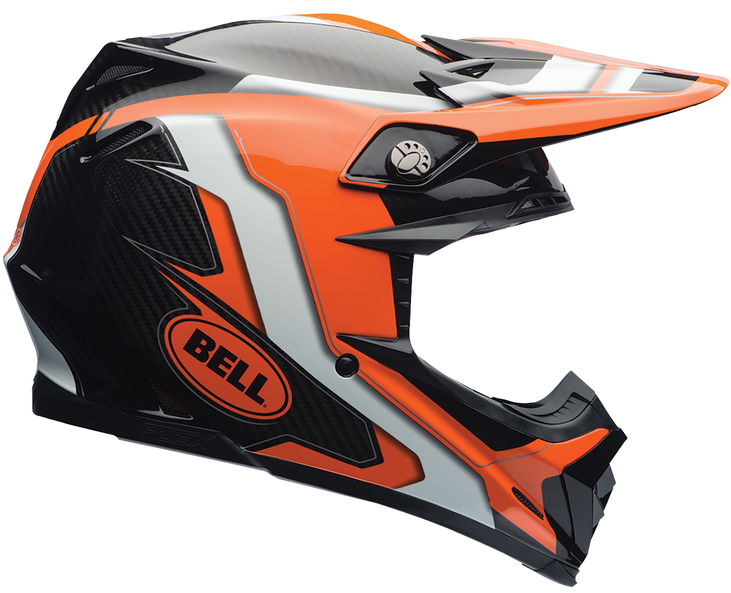 Orange Gray Motocross Motorcycle Helmet With Peak Transparent Background PNG Image