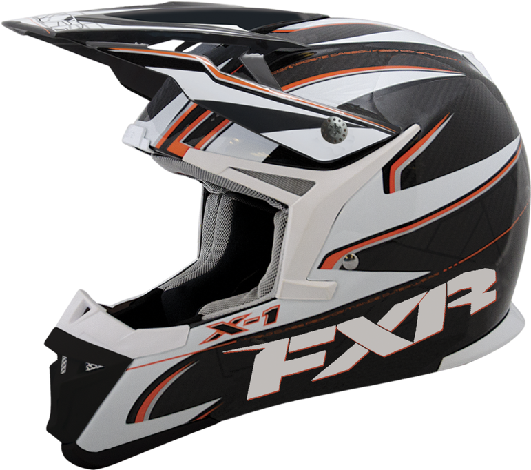 White Black Motocross Helmet With Angular Graphics Transparent Background PNG Image