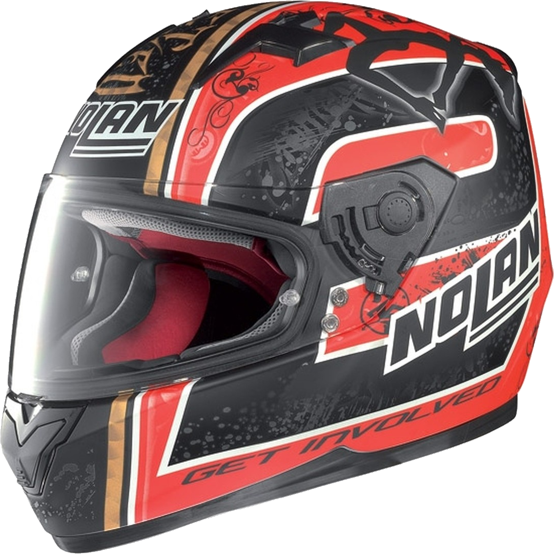 Red Black Graphic Full Face Motorcycle Helmet Transparent Background PNG Image