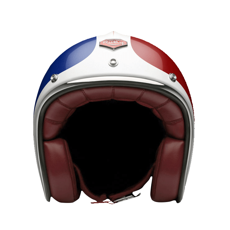 Red White Blue Open Face Motorcycle Helmet Front View Transparent Background PNG Image