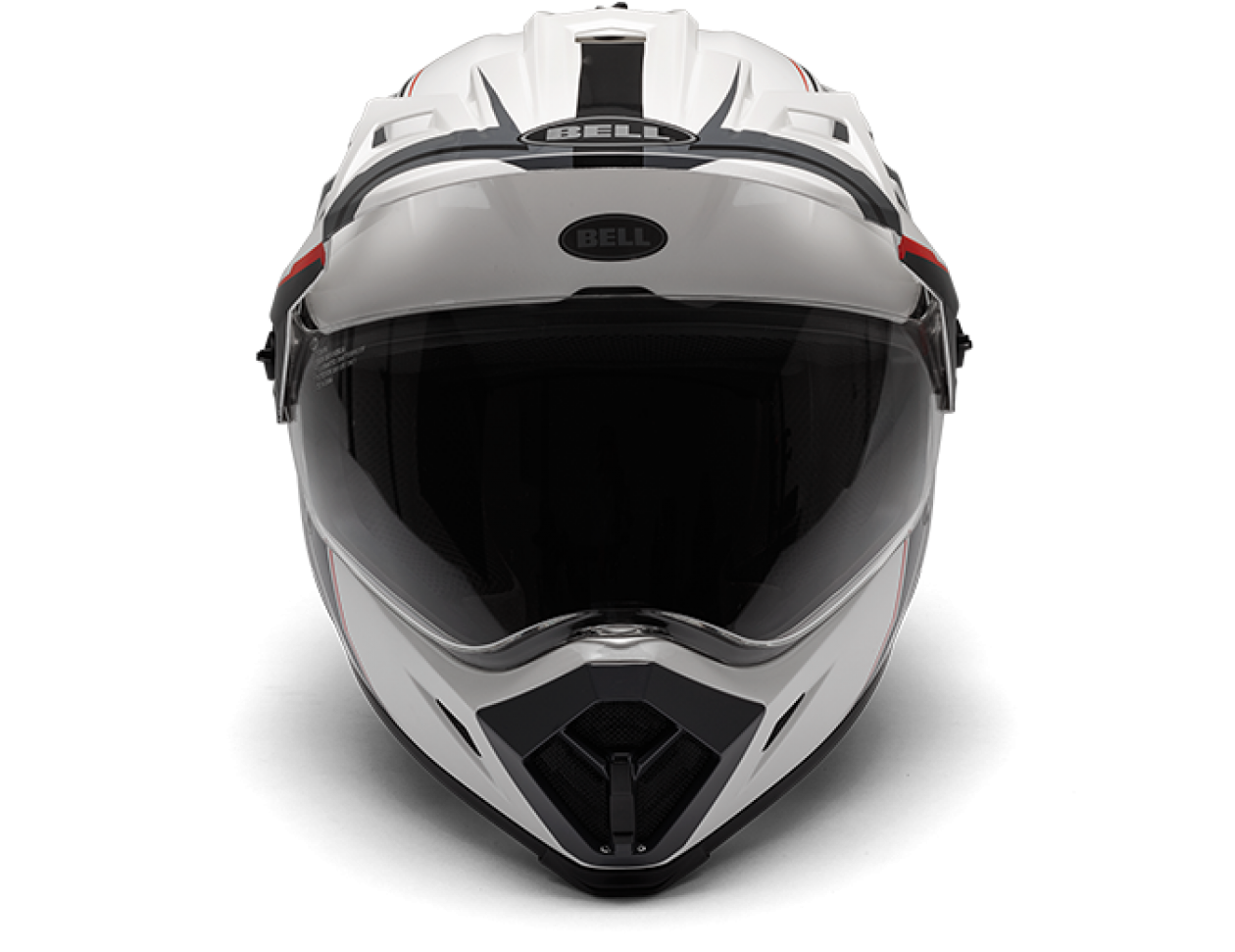 White Gray Motocross Helmet Front View With Peak Transparent Background PNG Image