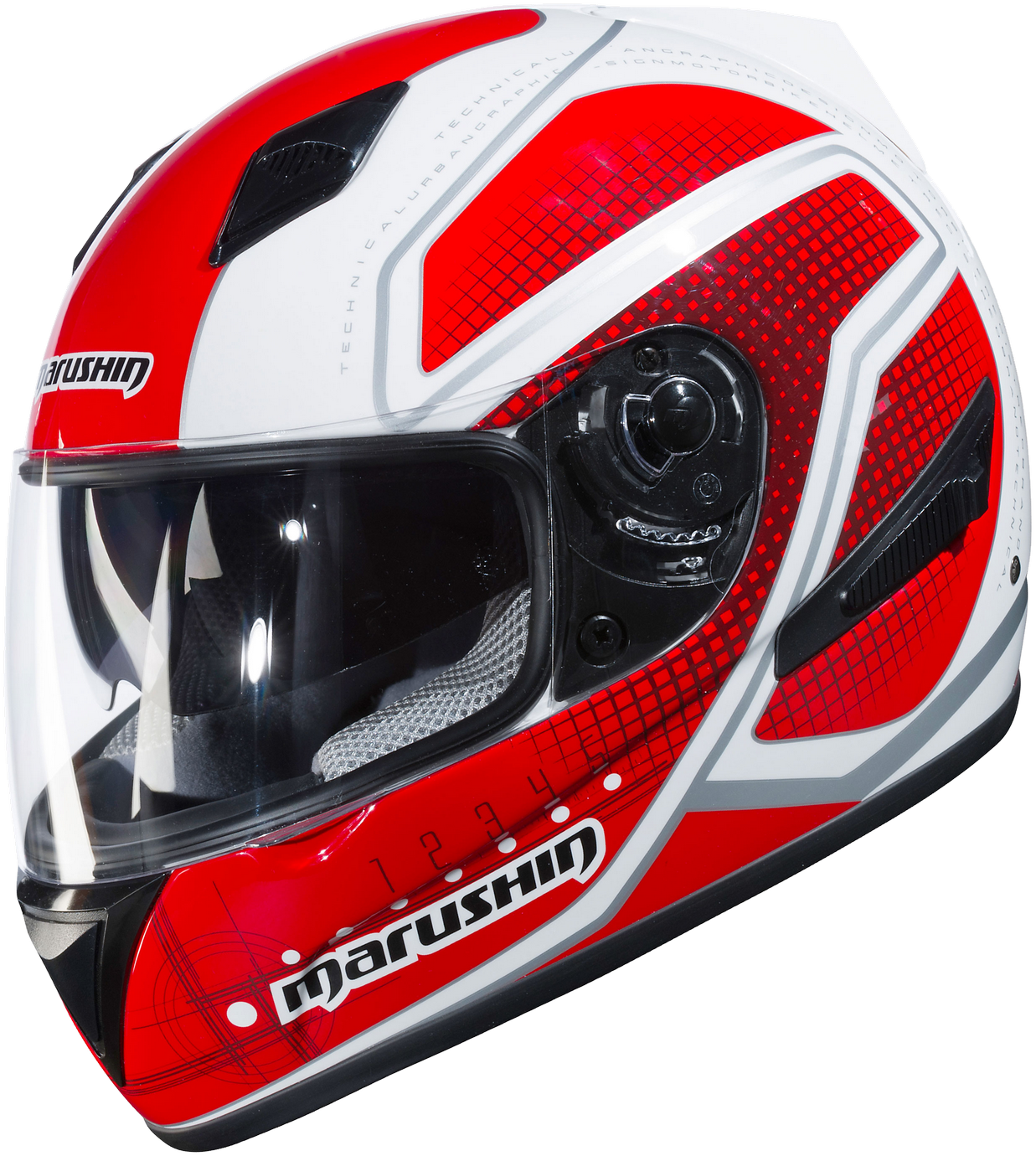 Red White Sport Motorcycle Helmet With Black Visor Transparent Background PNG Image