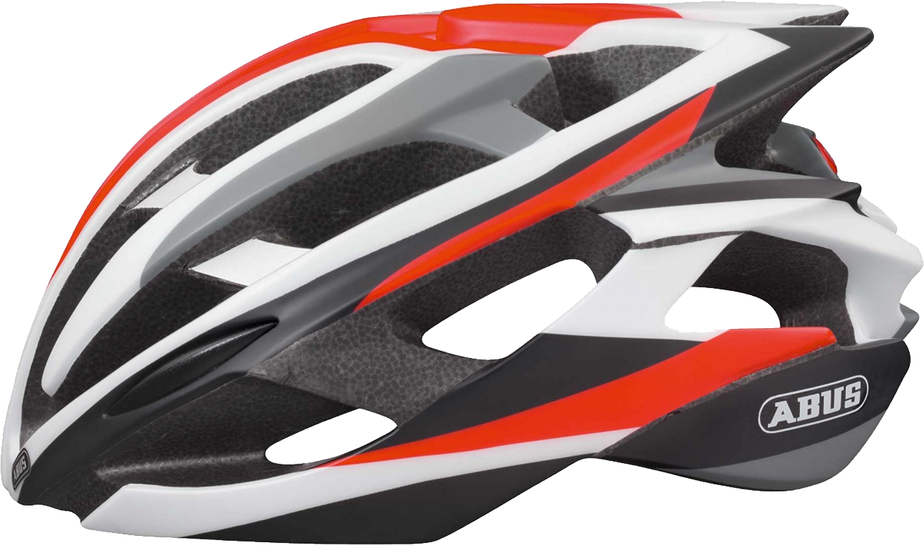 White Red Lightweight Bicycle Helmet Side View Transparent Background PNG Image