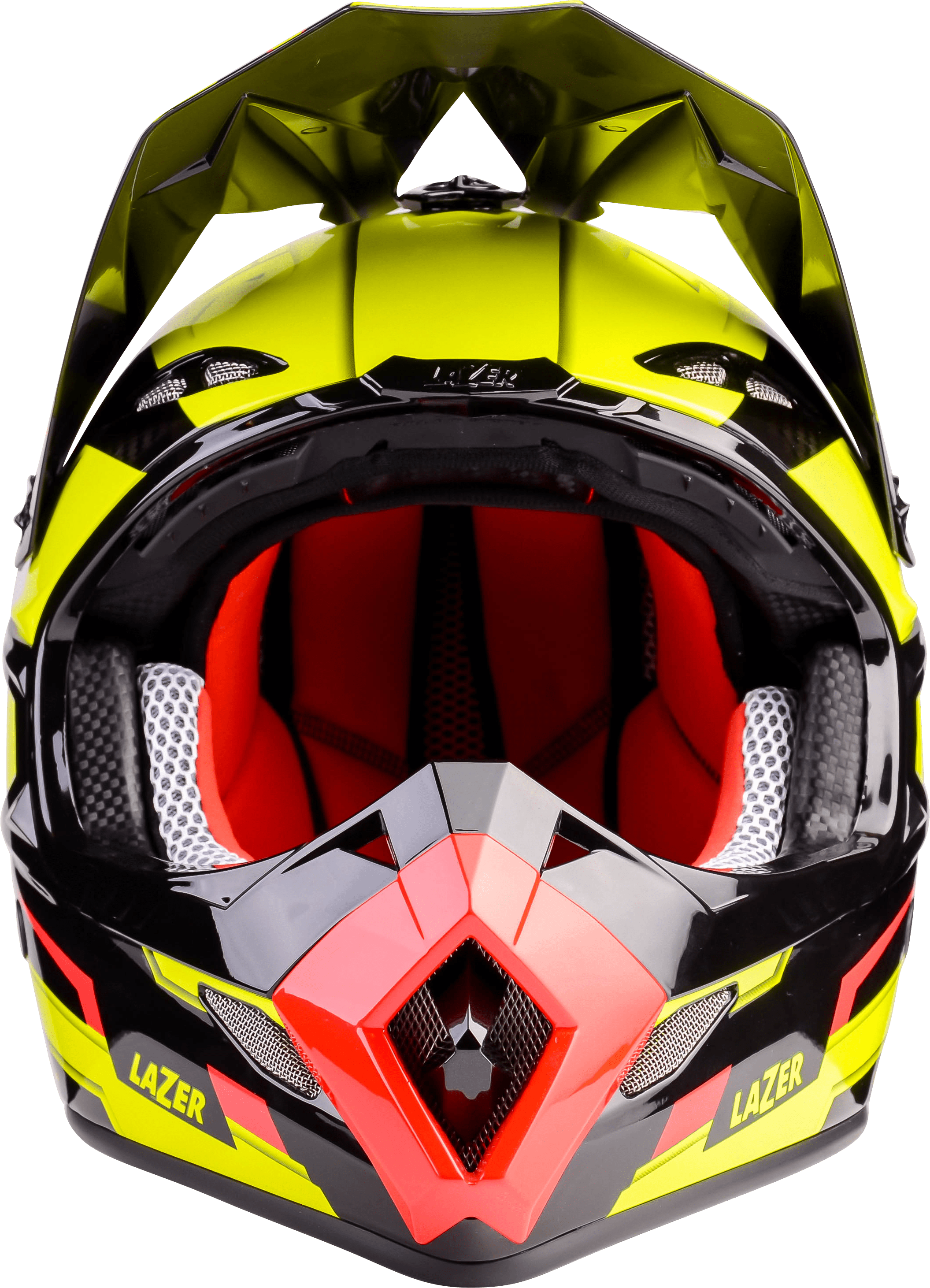 Yellow Black Motocross Helmet Front View With Goggles Transparent Background PNG Image