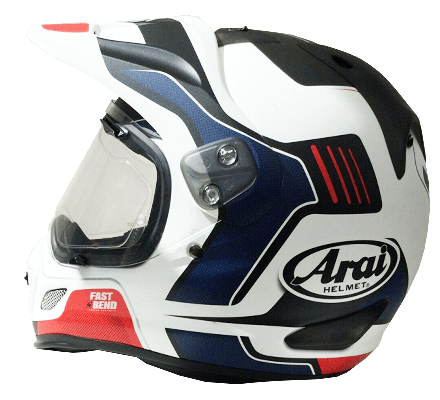 White Blue Adventure Motorcycle Helmet With Peak Transparent Background PNG Image