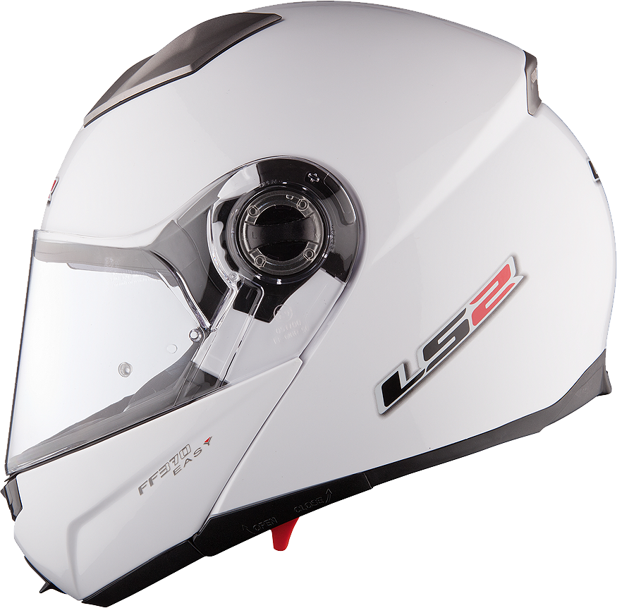 White Modular Full Face Motorcycle Helmet Side View Transparent Background PNG Image