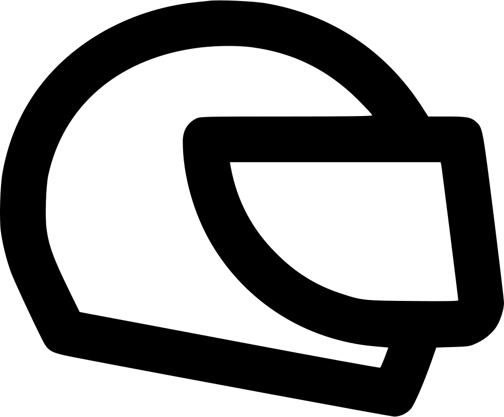 Black Motorcycle Helmet Outline Logo Transparent Background PNG Image