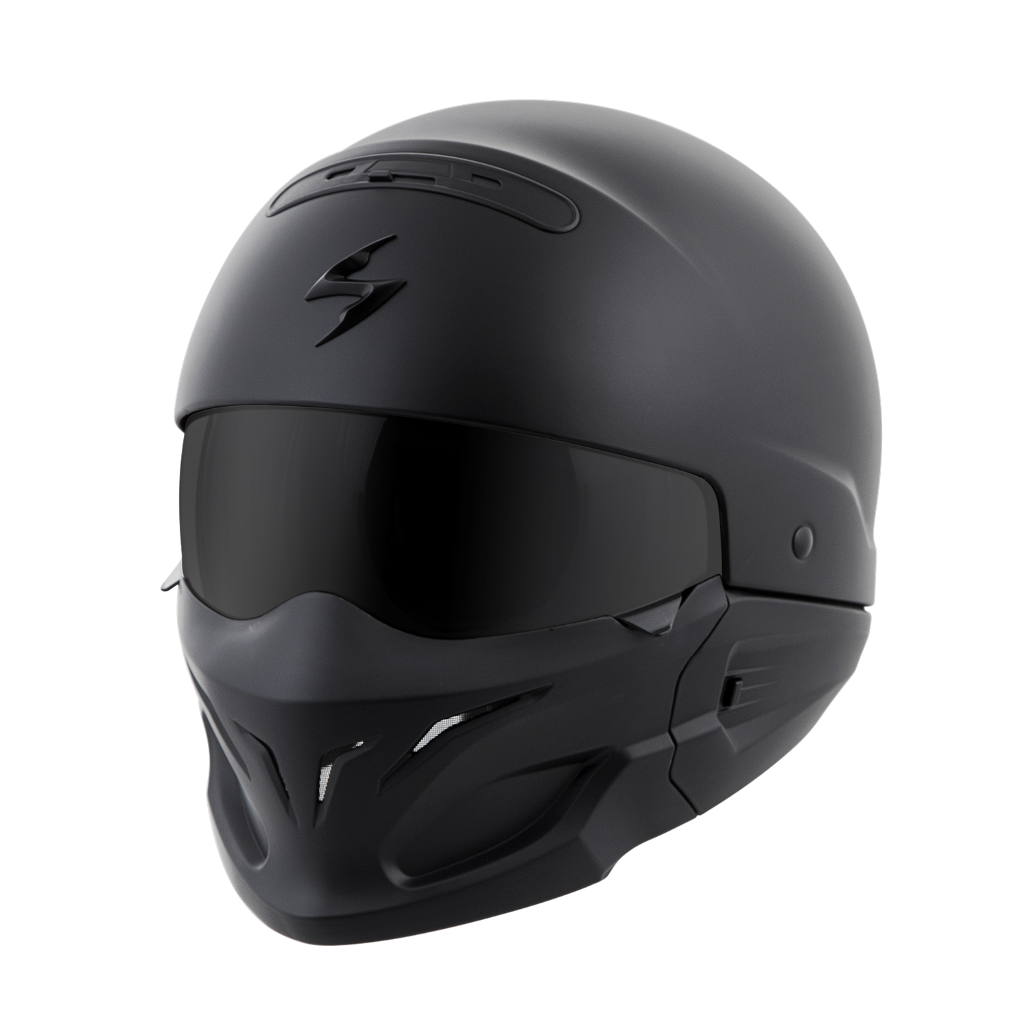 Dark Gray Open Face Motorcycle Helmet With Visor Transparent Background PNG Image