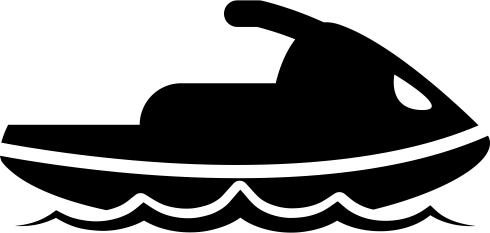 Black Jet Ski On Waves Silhouette Transparent Background PNG Image