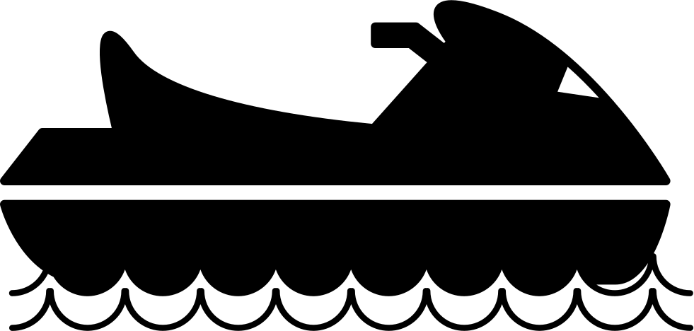 Black Personal Watercraft Silhouette With Wave Lines Transparent Background PNG Image