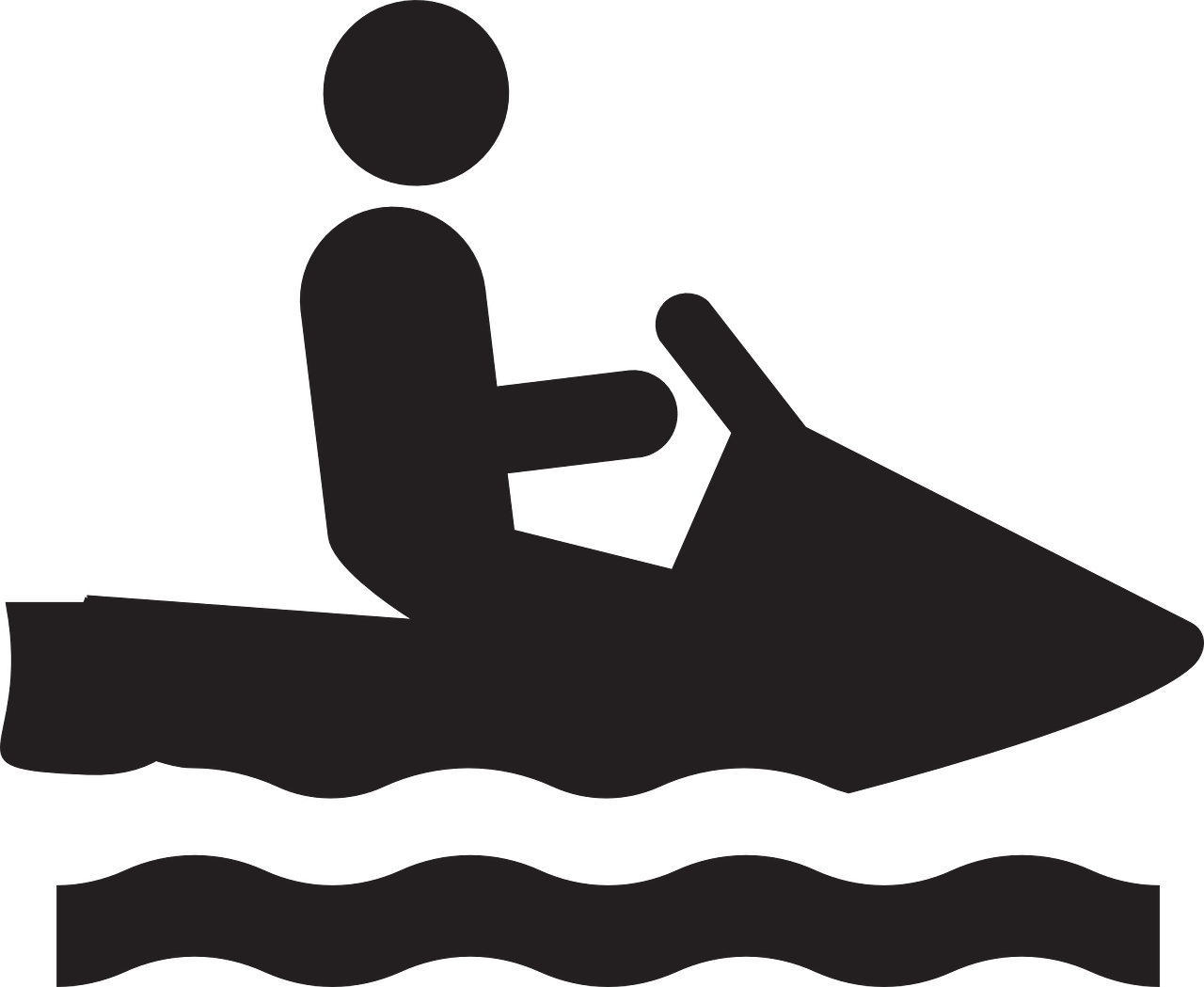 Black Rider On Jet Ski Wave Icon Transparent Background PNG Image