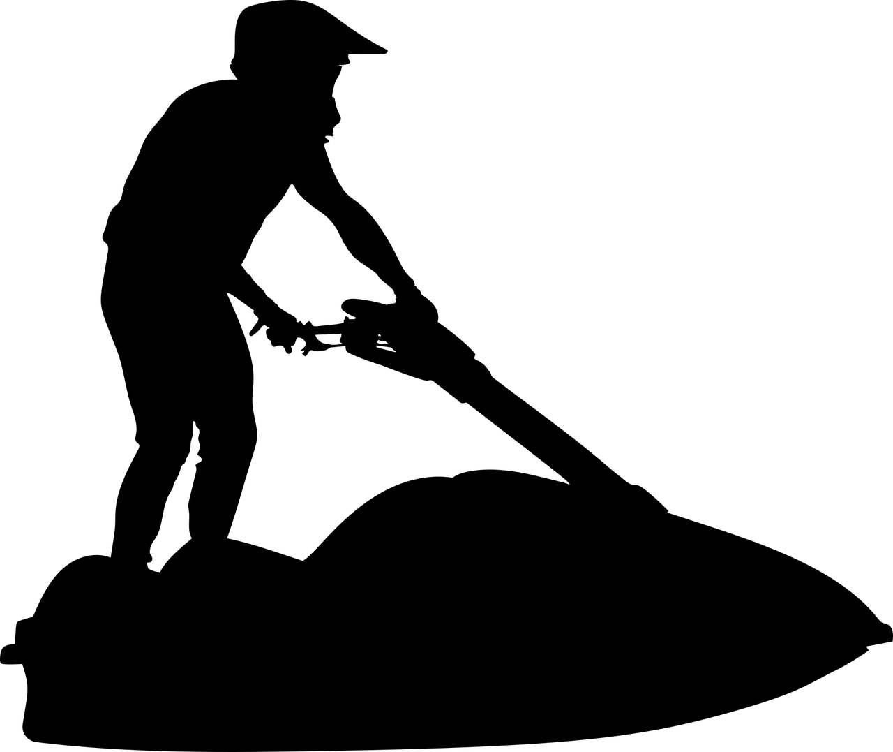Black Silhouette Rider Standing On Personal Watercraft Transparent Background PNG Image