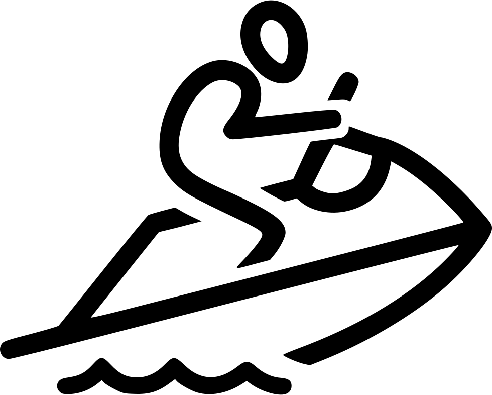 Black Watercraft Rider Action Icon On Waves Transparent Background PNG Image