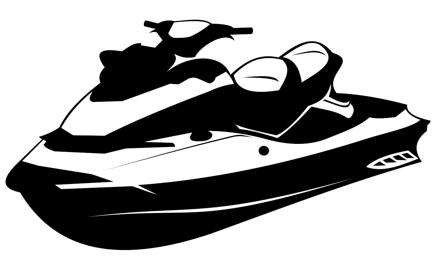Black White Pair Of Personal Watercraft Silhouette Transparent Background PNG Image