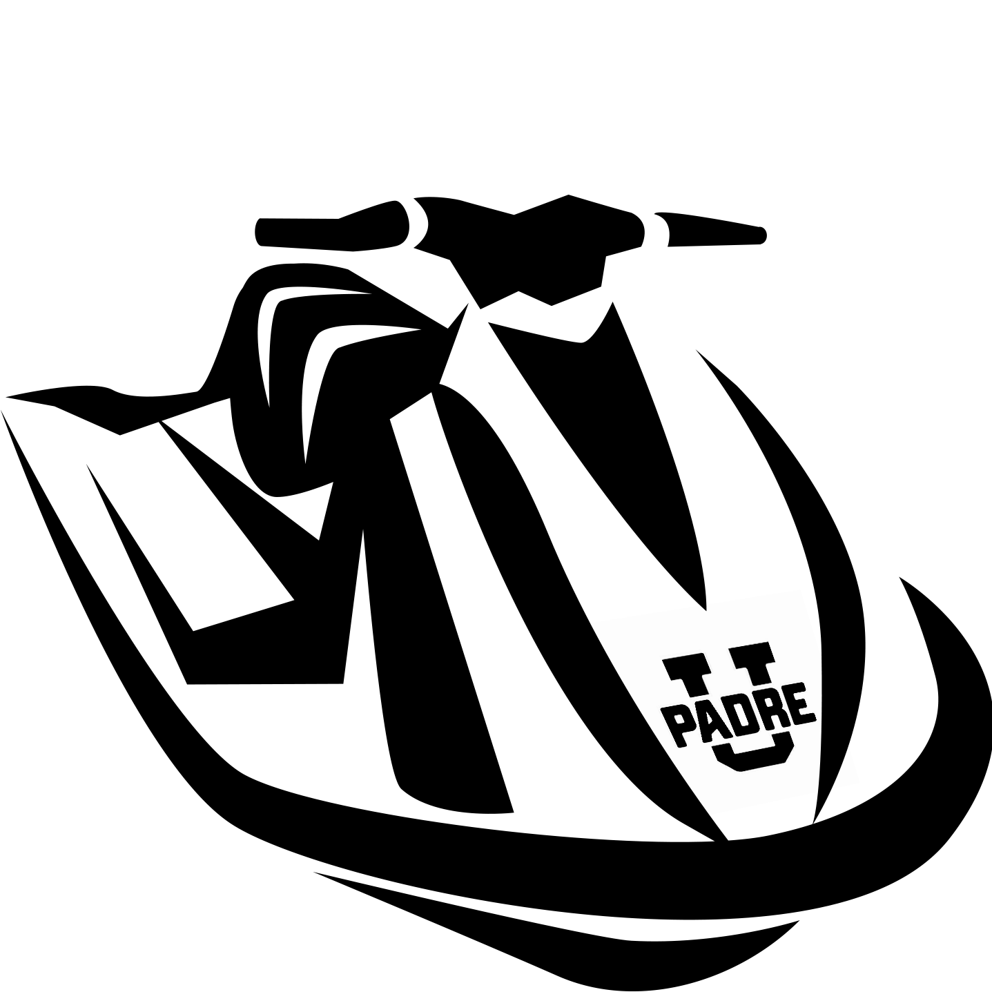 Black White Personal Watercraft Brand Emblem Transparent Background PNG Image
