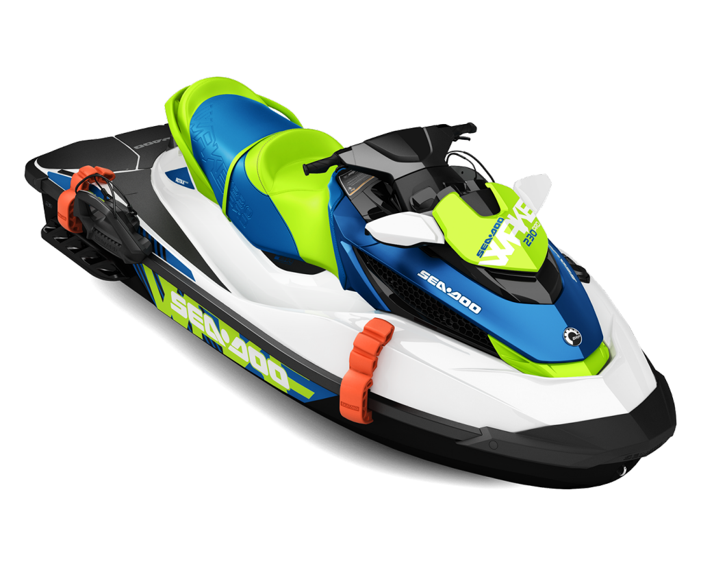 Blue Green Yellow Personal Watercraft With Colorful Seats Transparent Background PNG Image
