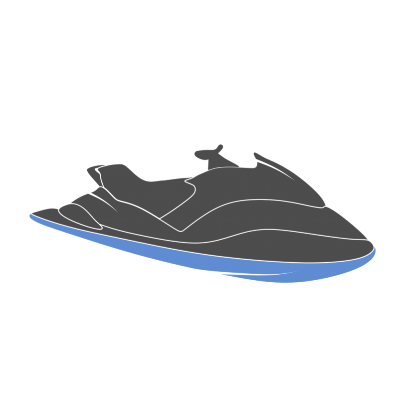 Gray Blue Personal Watercraft Silhouette Transparent Background PNG Image