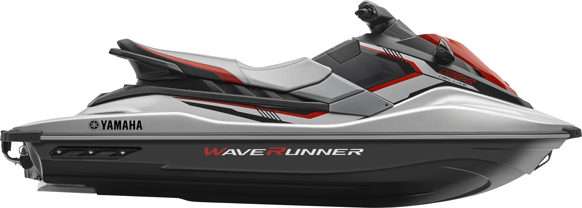 Gray Red Sport Personal Watercraft Side View Transparent Background PNG Image