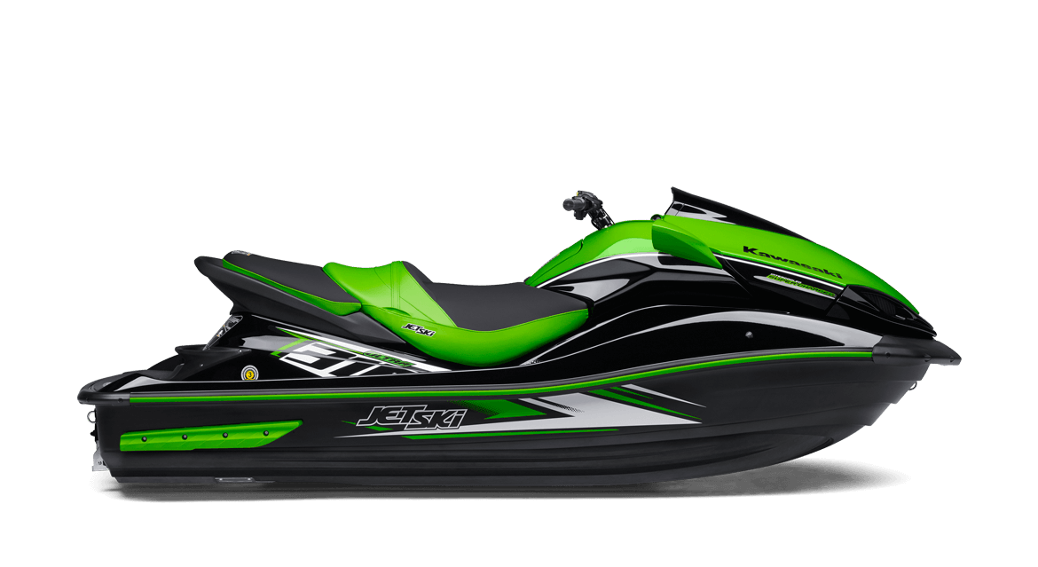 Green Black Racing Personal Watercraft Side View Transparent Background PNG Image