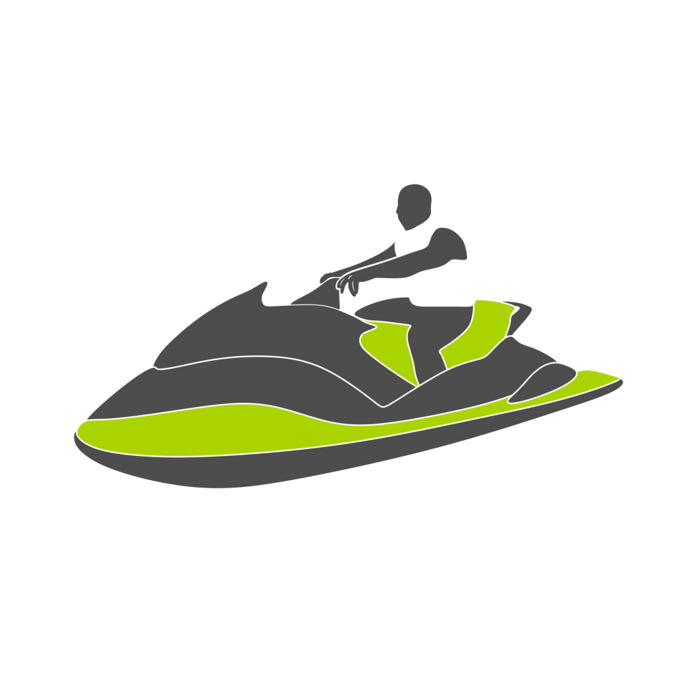 Green Gray Jet Ski Silhouette With Rider Transparent Background PNG Image