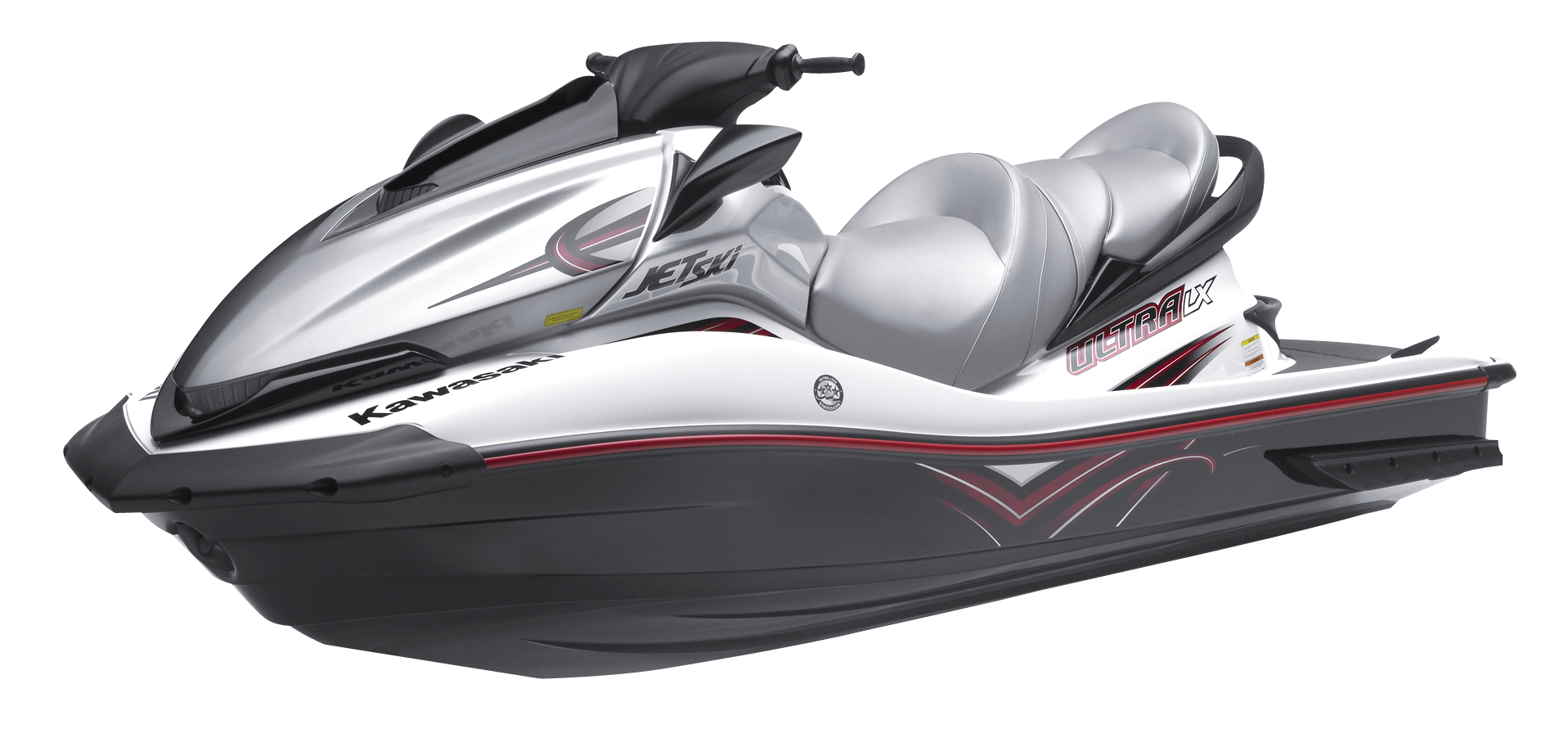 Silver Gray Personal Watercraft Side View Transparent Background PNG Image