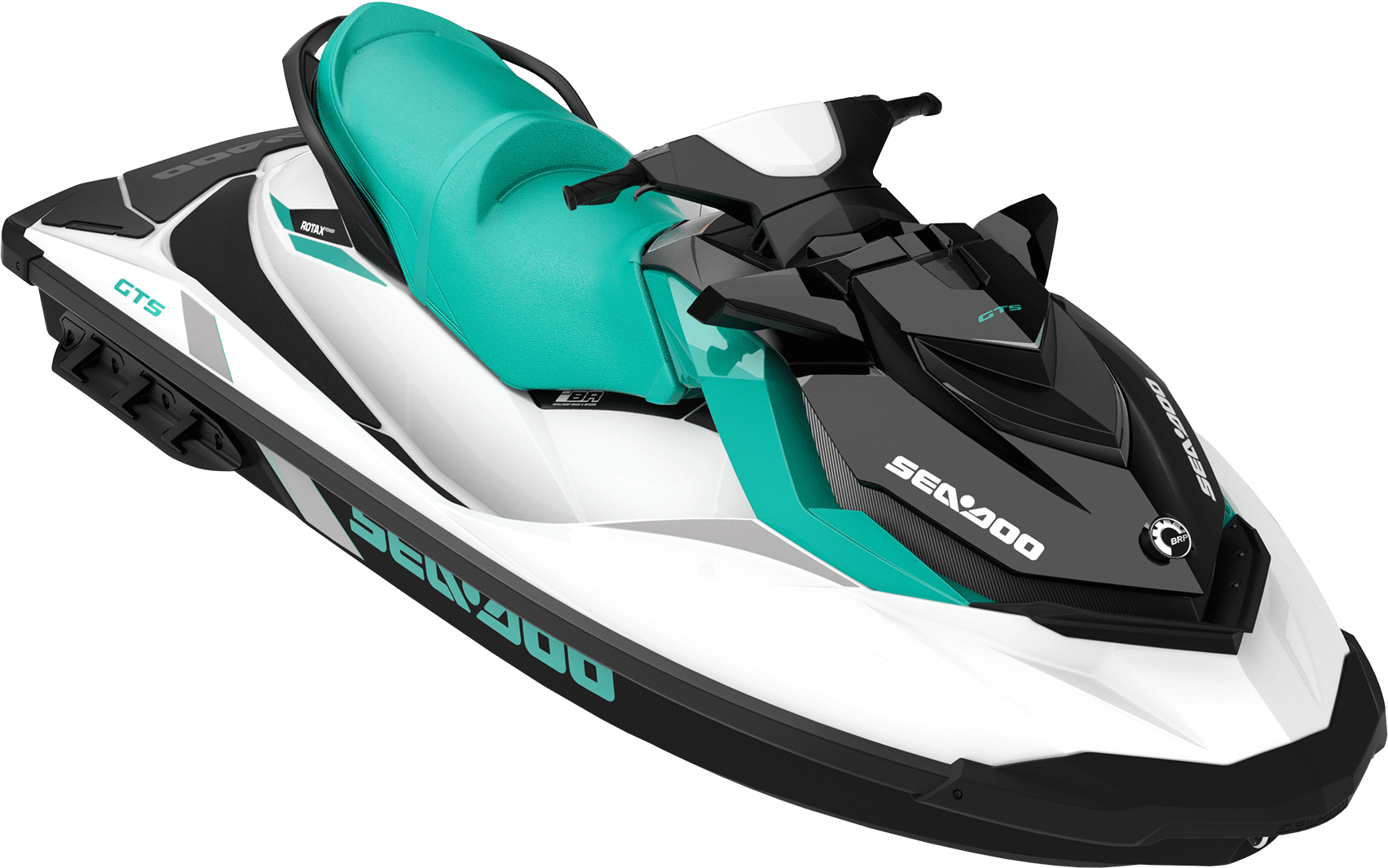 Teal White Personal Watercraft With Black Seat Transparent Background PNG Image