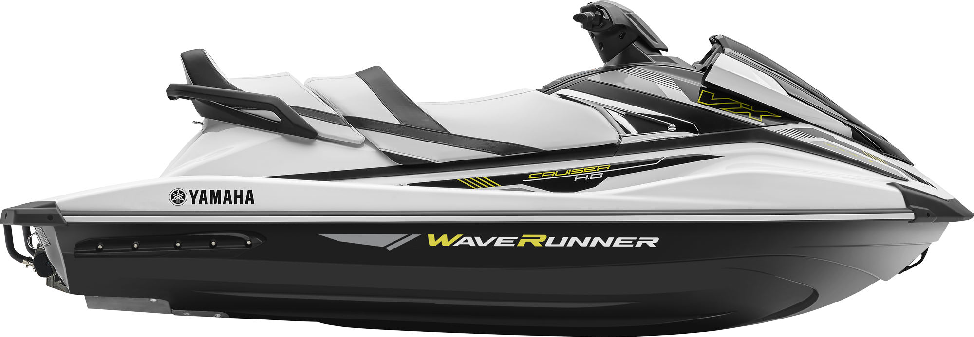White Silver Personal Watercraft Side Profile Transparent Background PNG Image