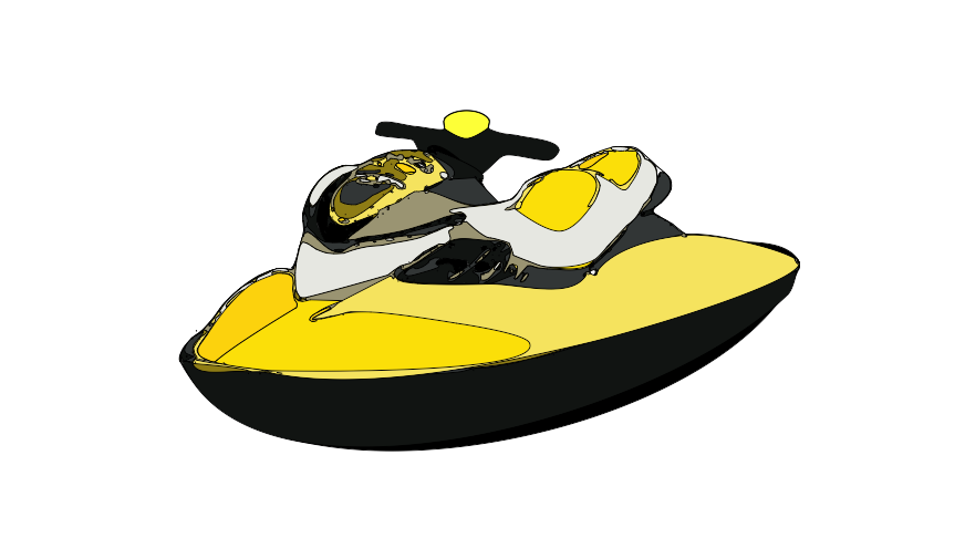 Yellow Black Jet Ski Side View Illustration Transparent Background PNG Image