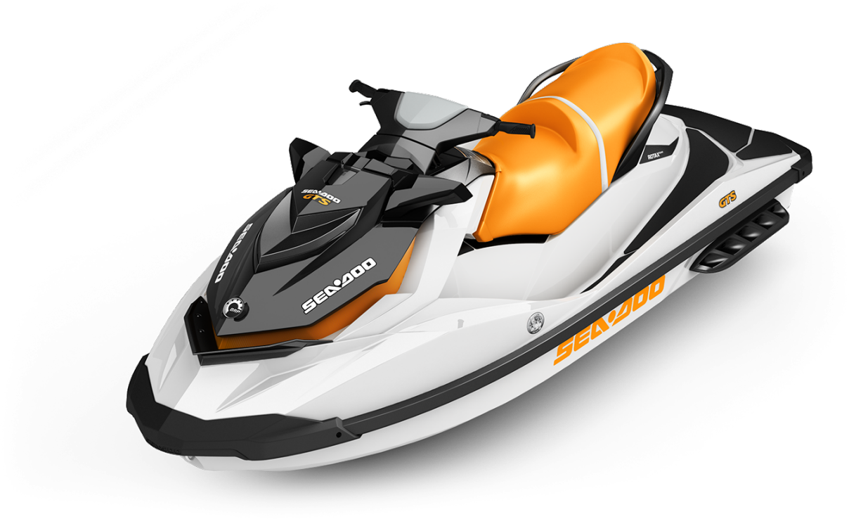 White Orange Personal Watercraft With Black Hull Transparent Background PNG Image