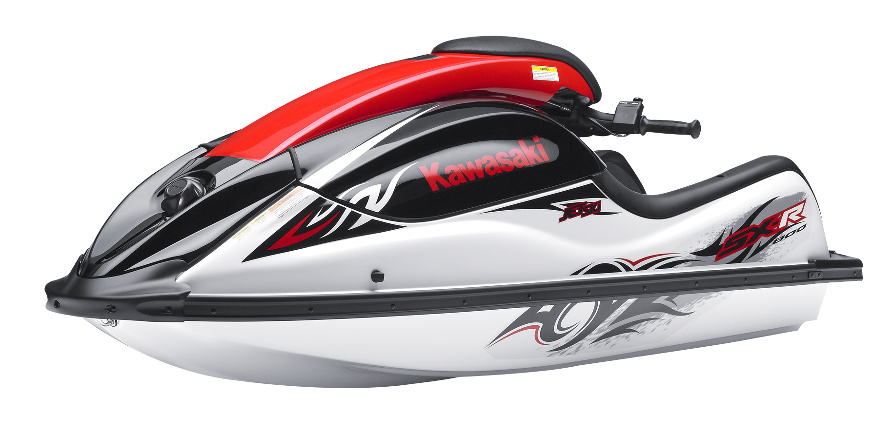 White Red Personal Watercraft With Racing Graphics Transparent Background PNG Image