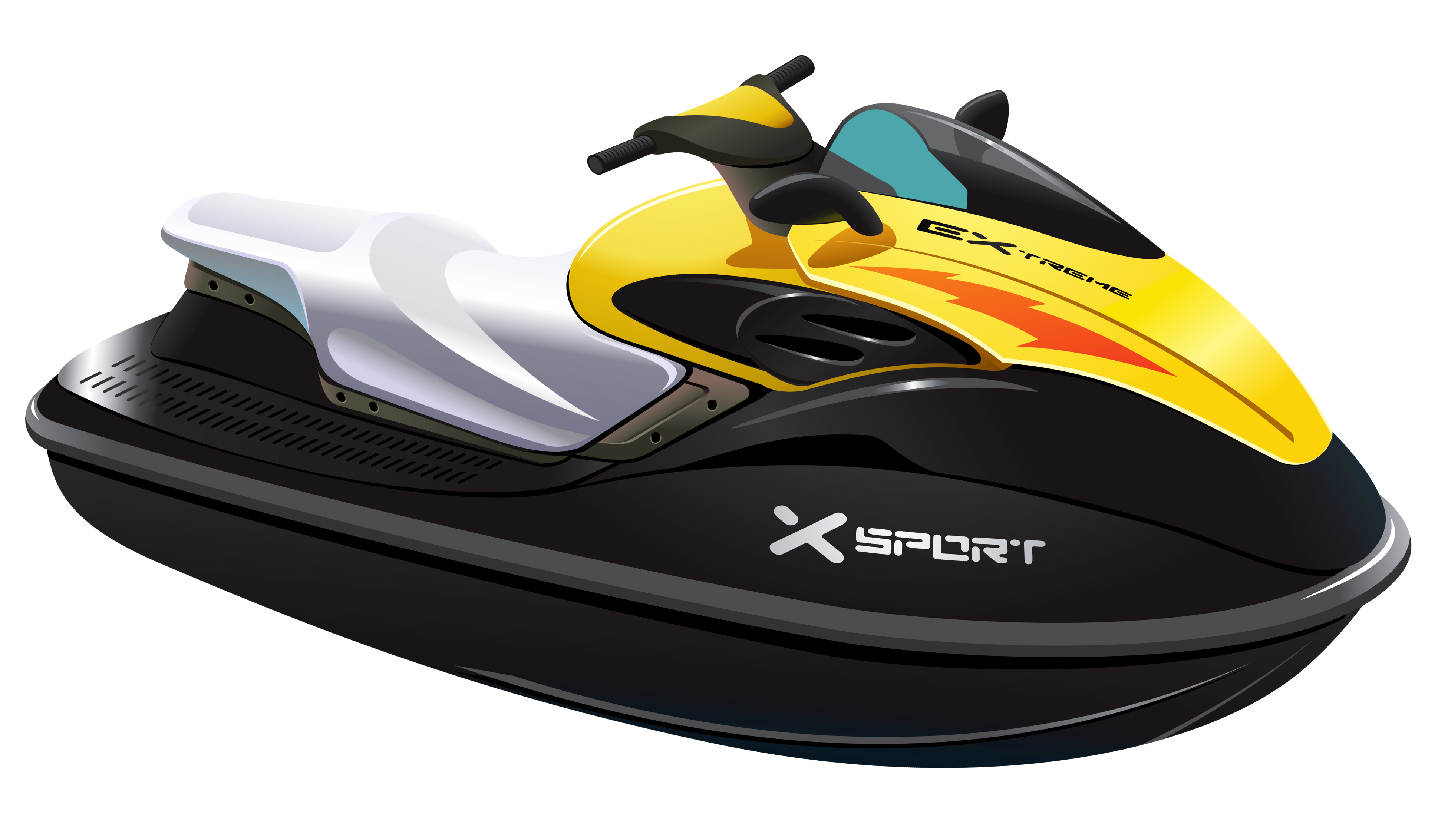 Yellow White Personal Watercraft With Black Hull Transparent Background PNG Image