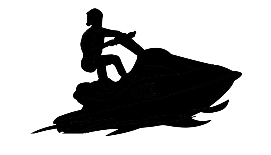 Black Silhouette Person Riding Personal Watercraft Transparent Background PNG Image