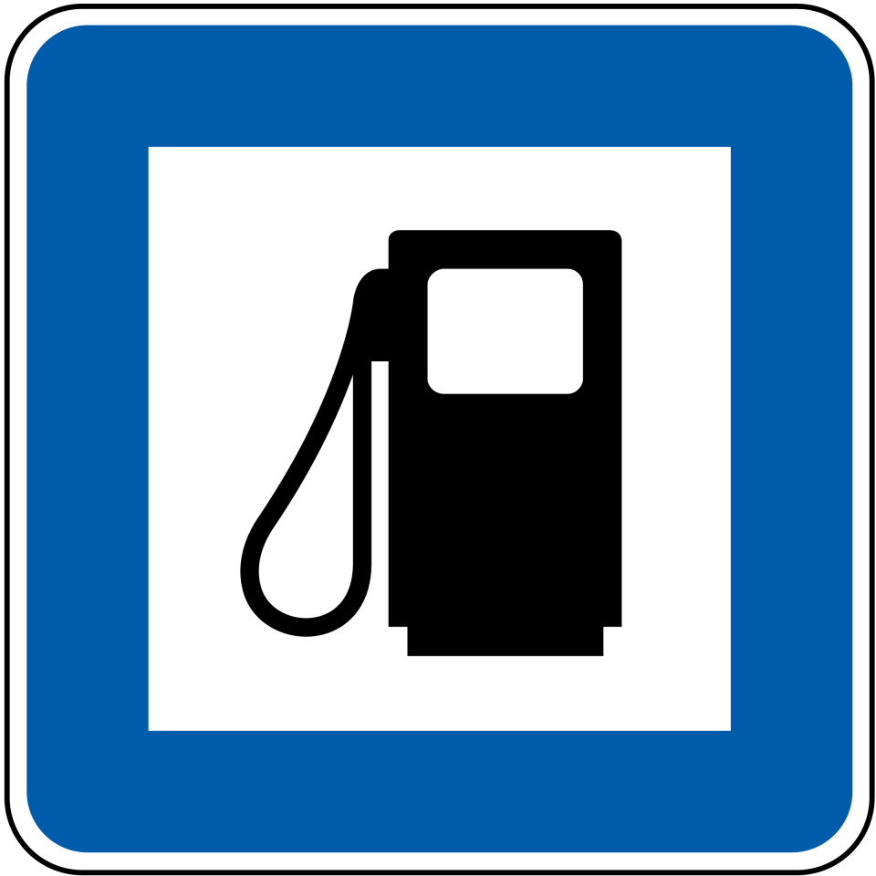 Blue Gas Station Fuel Pump Road Sign Icon Transparent Background PNG Image