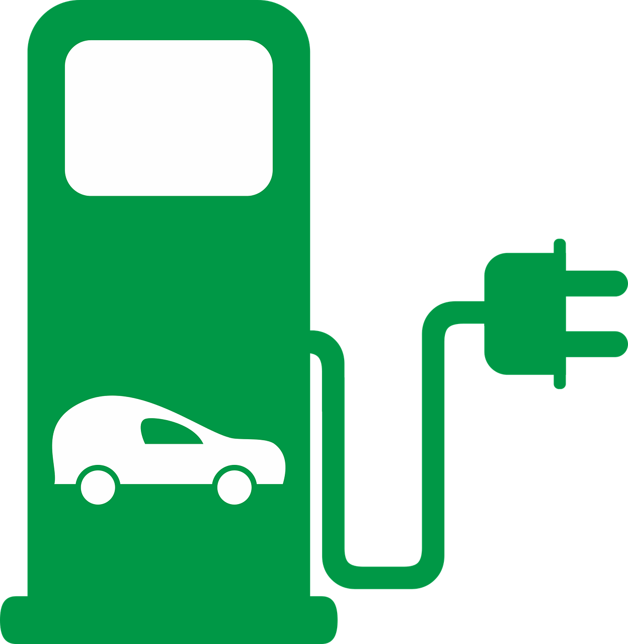 Green Electric Vehicle Charging Fuel Station Icon Transparent Background PNG Image