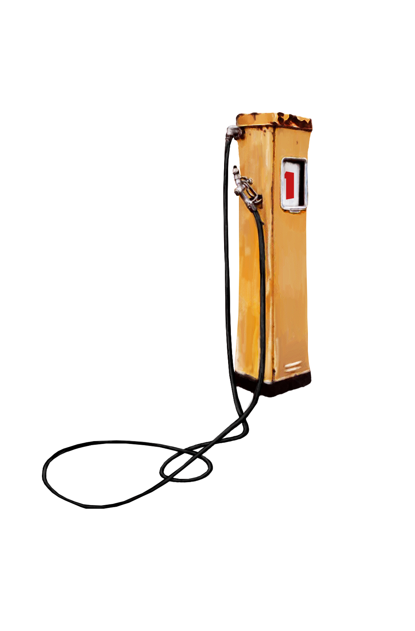 Vintage Gasoline Pump With Long Hose Transparent Background PNG Image