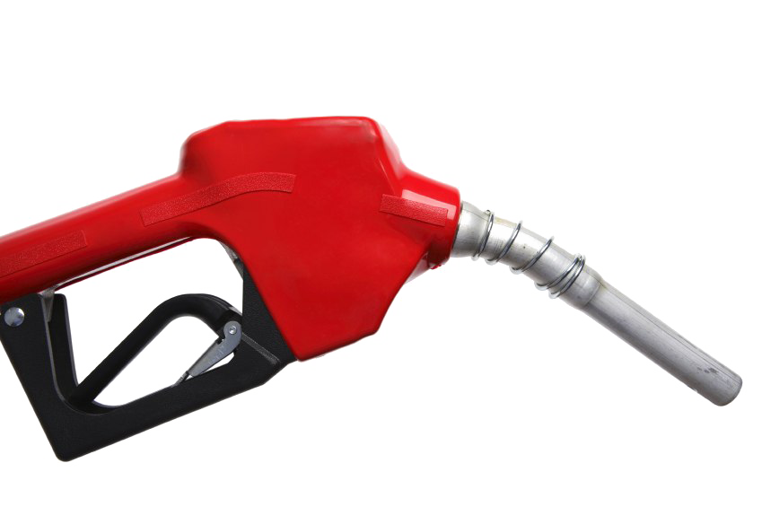 Red Gasoline Nozzle With Silver Spout Transparent Background PNG Image