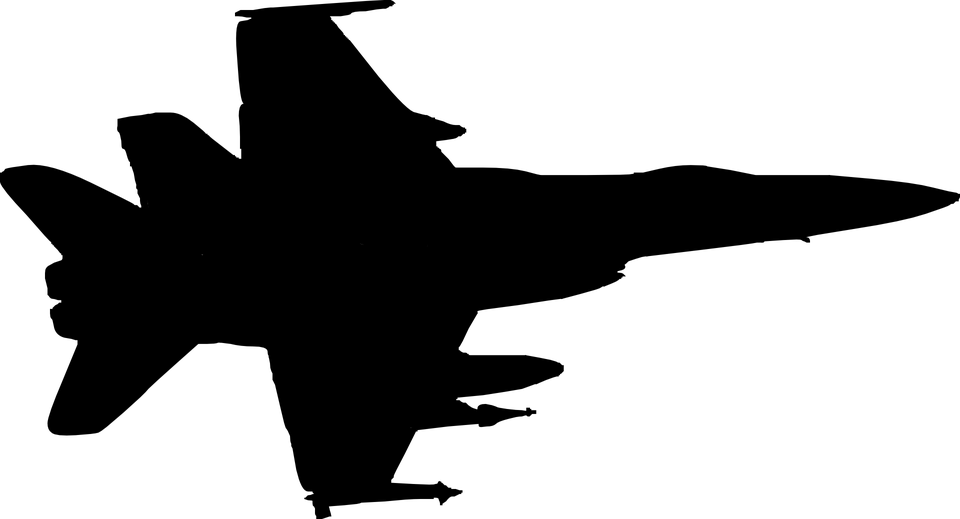 Black Fighter Aircraft Silhouette Side View Transparent Background PNG Image